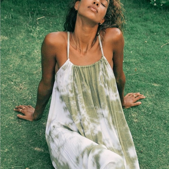 NYTT Sunny Breeze Sage GreenTie/Dye Maxi Dress Sz Sm bin 9 - Picture 2 of 6